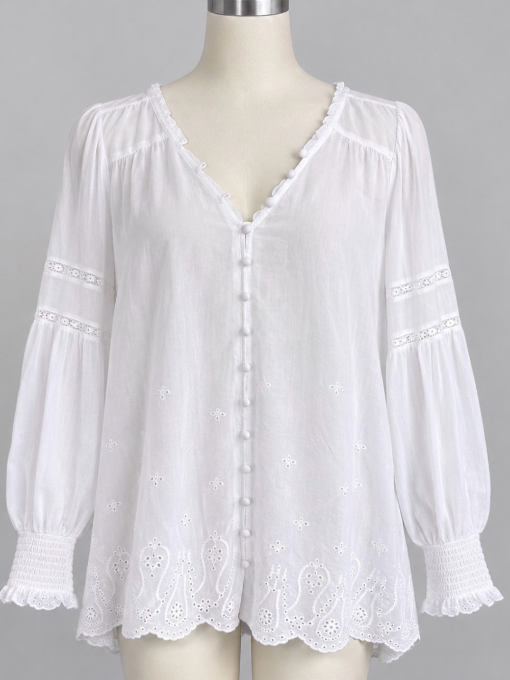 Torrid White Eyelet Blouse
